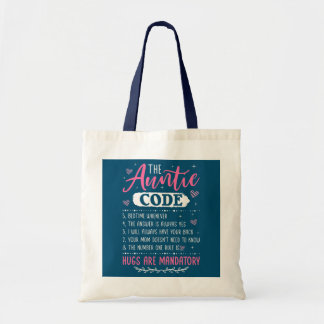 Womens The Auntie Code Best Aunt Sister Niece Tote Bag
