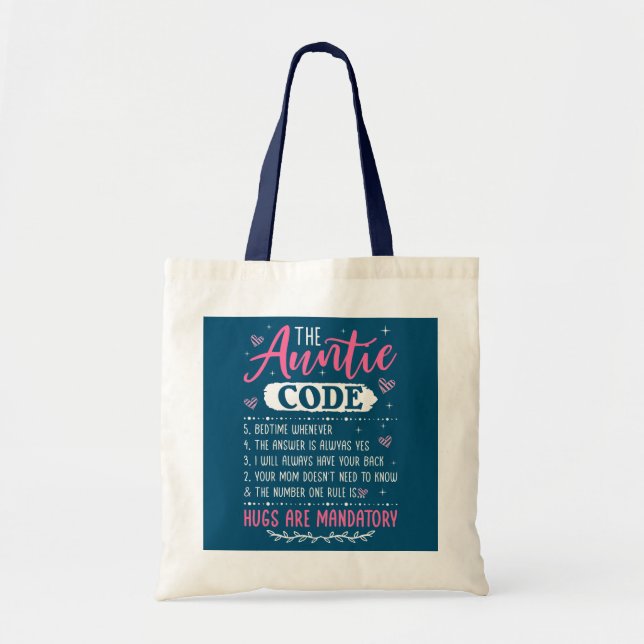 Womens The Auntie Code Best Aunt Sister Niece Tote Bag (Front)