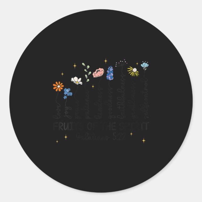 Womens The Fruits Of The Srit Christian Wildflower Classic Round Sticker (Front)