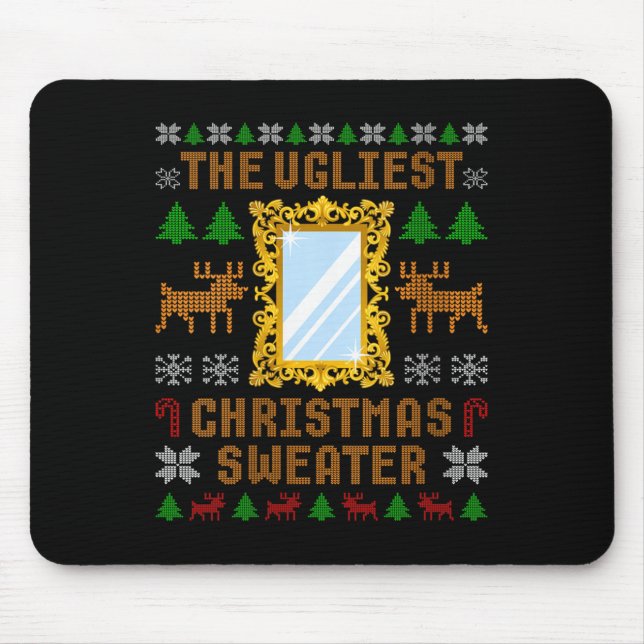 Womens The Ugliest Christmas Sweater With An Image Mouse Pad (Front)