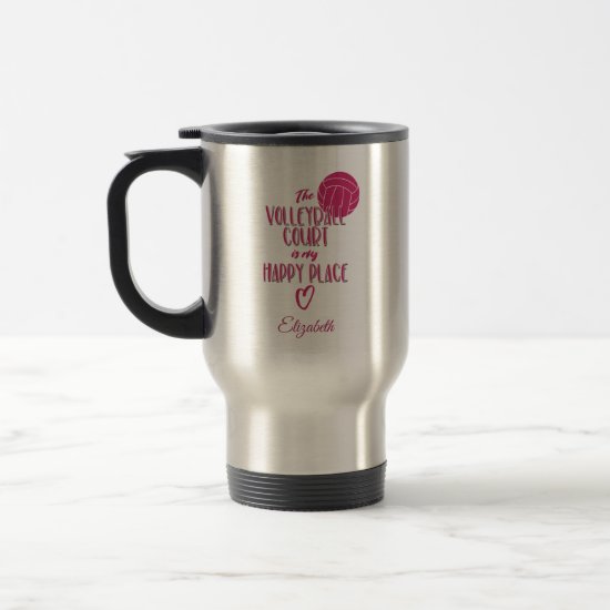 Women's "The volleyball court is my happy place" Travel Mug
