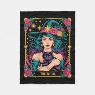 Womens The Witch Card Halloween Gothic Witchy Fleece Blanket