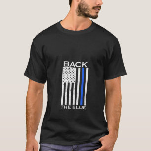 Womens Thin Blue Line Back The Blue Police Support T-Shirt