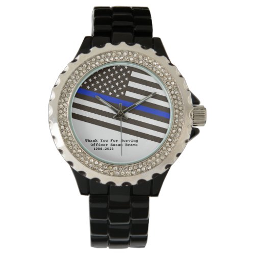  Womens Thin Blue Line Flag Police Officer Watch