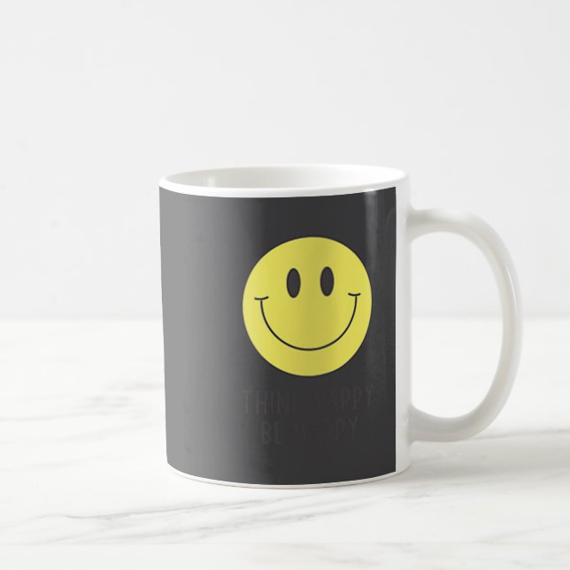 Womens Think Happy Be Happy Smile Face Motivationa Coffee Mug (Right)