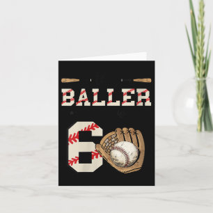Womens This Baller Is Now 6 Birthday Baseball Bday Card