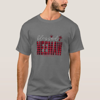 Womens This Bless Meemaw Christmas Leopard Plaid G T-Shirt