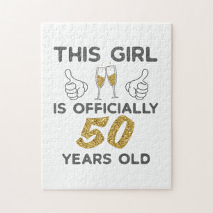 Womens This Girl Officially 50 Years 50th Birthday Jigsaw Puzzle