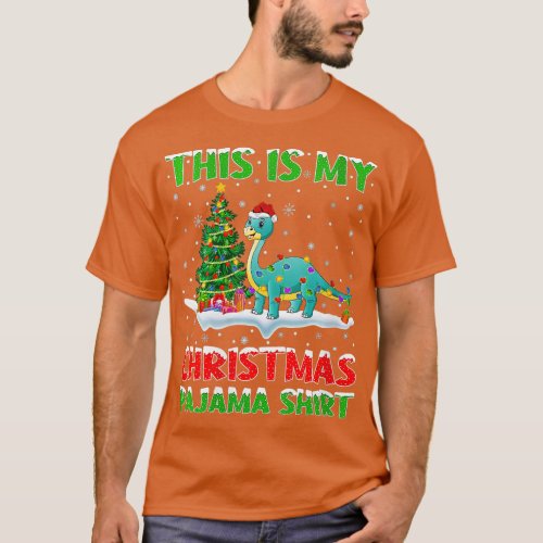 Womens This Is My Christmas Pajama  Brontosaurus C T_Shirt