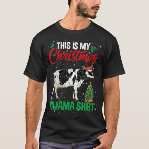 Womens This Is My Christmas Pajama Cow Lover Sant T-Shirt