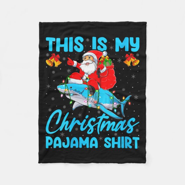Womens This Is My Christmas Pajamas Funny Santa Ri Fleece Blanket (Front)