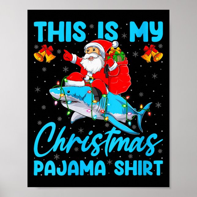 Womens This Is My Christmas Pajamas Funny Santa Ri Poster (Front)