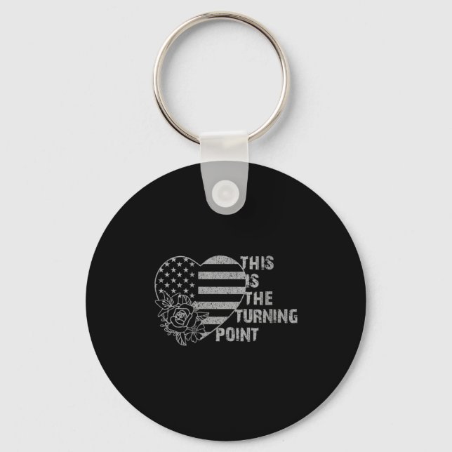 Womens This Is The Turning Int Tee Usa Flag For Me Keychain (Front)