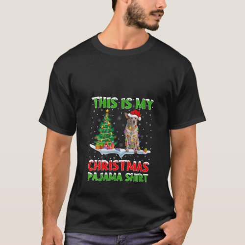 Womens Three Australian Cattle Dogs In Christmas S T_Shirt