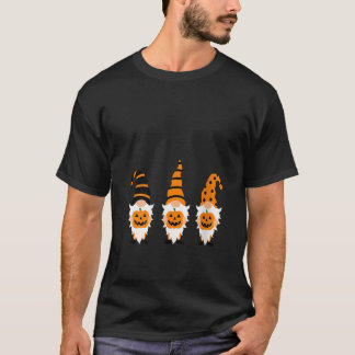 Womens Three Cute Halloween Gnomes Unique Fall Pum T-Shirt