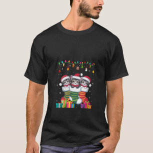 Womens Three Kitten in Sock Funny Boys Girls Kids  T-Shirt
