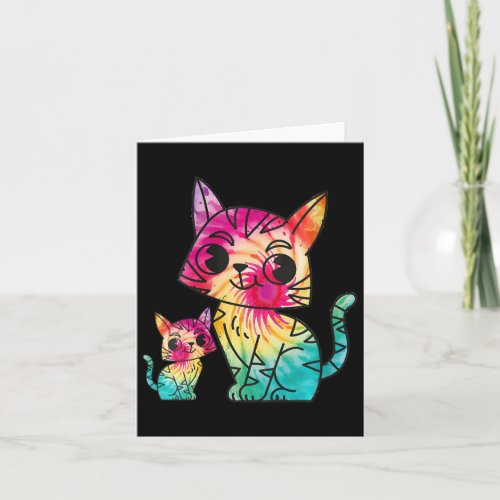 Womens Tie Dye Cat Funny Colorful Tie Dye Kitten F Card
