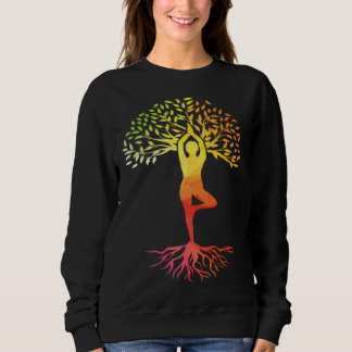 Womens Tie Dye Yoga Tree Of Life Yoga Zen Meditati Sweatshirt