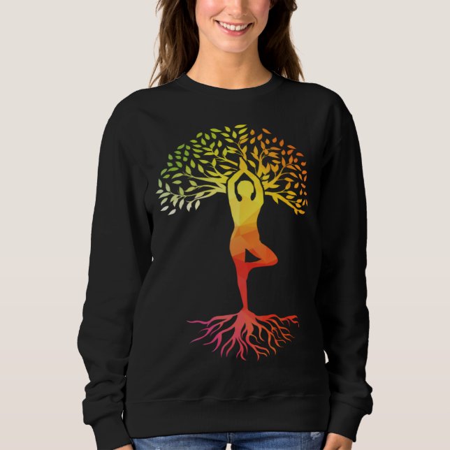 Womens Tie Dye Yoga Tree Of Life Yoga Zen Meditati Sweatshirt (Front)