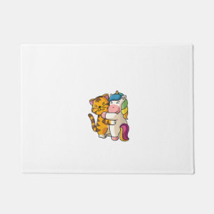 Womens Tiger and Unicorn Cute Zoo Animals Hugging Doormat