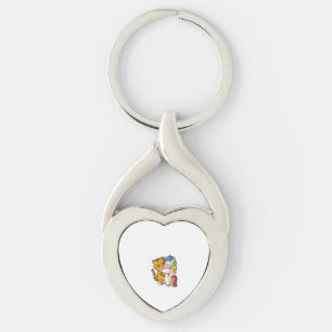 Womens Tiger and Unicorn Cute Zoo Animals Hugging Keychain