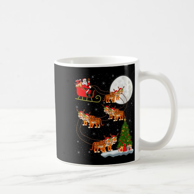 Womens Tiger Santa Sleigh Flying Funny Magical Chr Coffee Mug (Right)