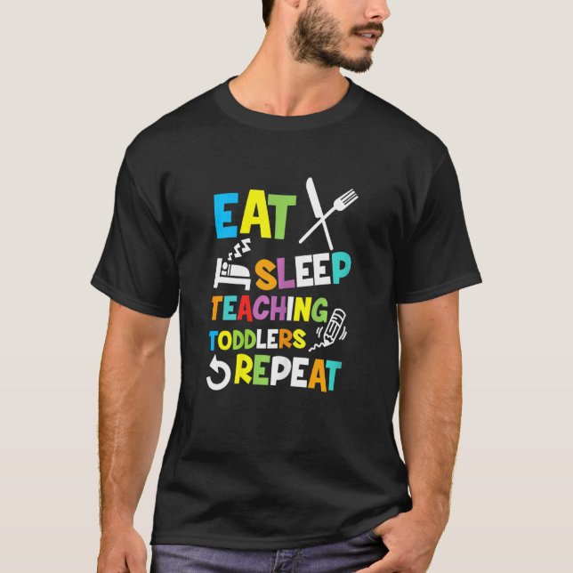 Womens Tiny Human Tamer Eat Sleep Teaching Toddler T-Shirt (Front)