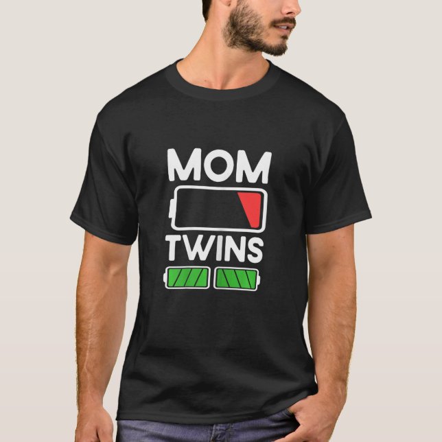 Womens  Tired Twin Mom Battery Twin Mother T-Shirt (Front)