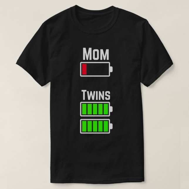 Womens Tired Twin Mom Low Battery Charge Premium  T-Shirt (Design Front)