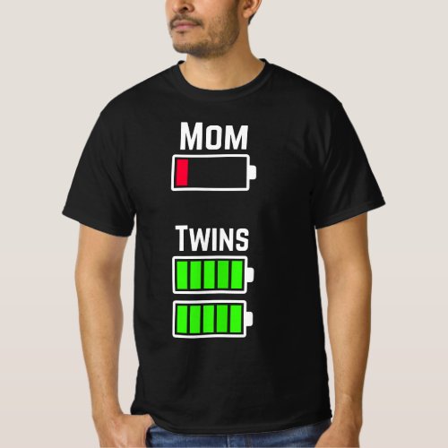 Womens Tired Twin Mom Low Battery Charge T_Shirt