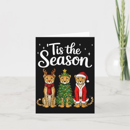 Womens Tis The Season Cheetah Christmas Santa Safa Card