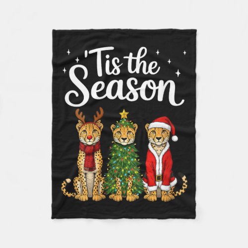 Womens Tis The Season Cheetah Christmas Santa Safa Fleece Blanket