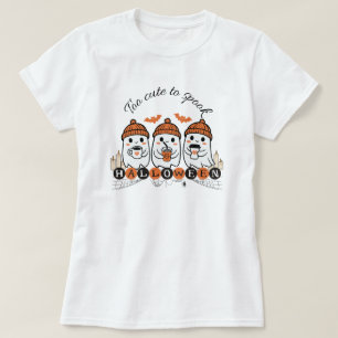 Women's Too Cute to Spook Halloween Ghost T-Shirt 
