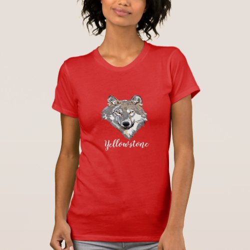 Womens Top T_Shirt Yellowstone Wolf