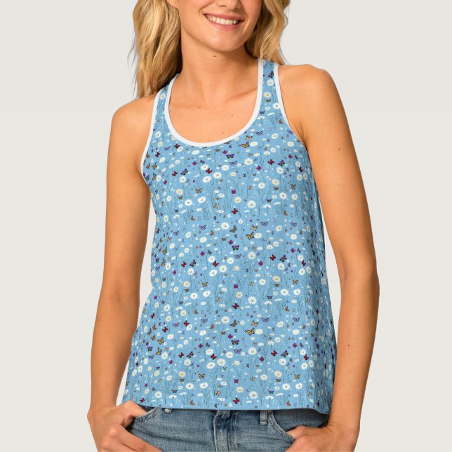 Womens  top with butterflies and flowers (Front)