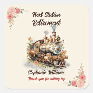 Women's Travel Vintage Train Retirement Party Square Sticker