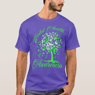Womens Tree Ribbon Mental Health Awareness VNeck T-Shirt