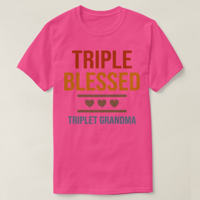 Womens Triple Blessed Triplet Grandma Grandkids Fu T-Shirt (Design Front)