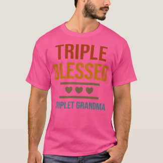 Womens Triple Blessed Triplet Grandma Grandkids Fu T-Shirt