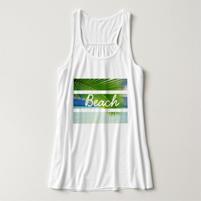 Women's Tropical Beach Flowy Tank Top (Design Front)