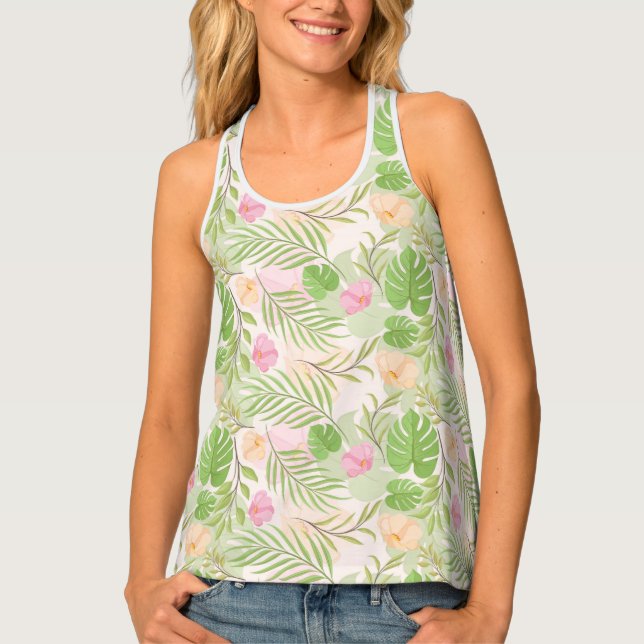 Womens Tropical Floral Tank Top (Front)