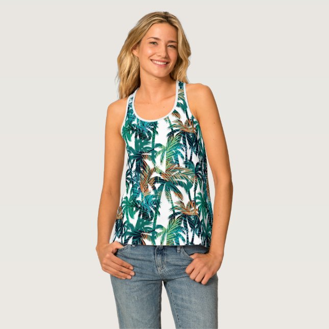 Women's Tropical Palms Tank Top (Front Full)