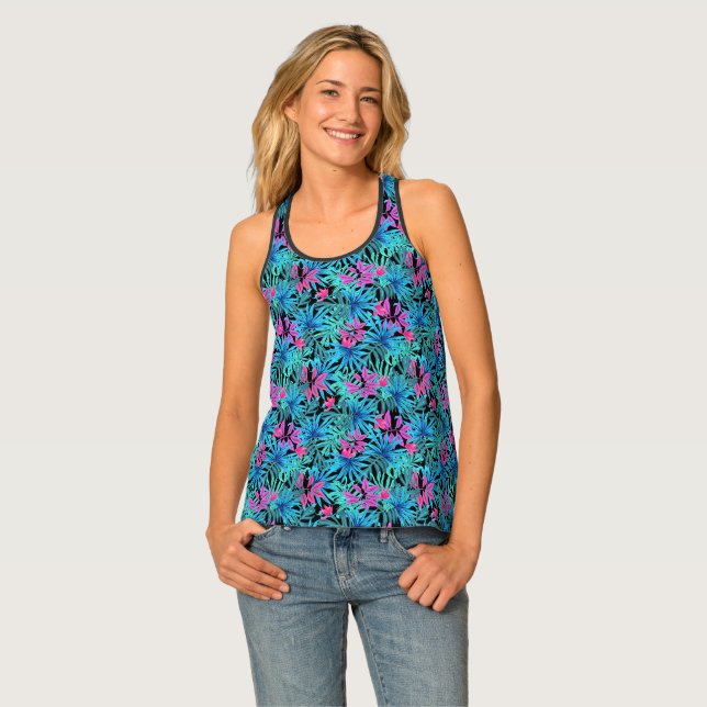 Women's Tropical Print Tank Top (Front Full)