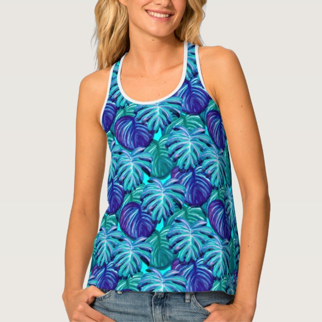 Women's Tropical Print Tank Top (Front)