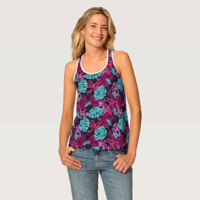 Women's Tropical Print Tank Top (Front Full)