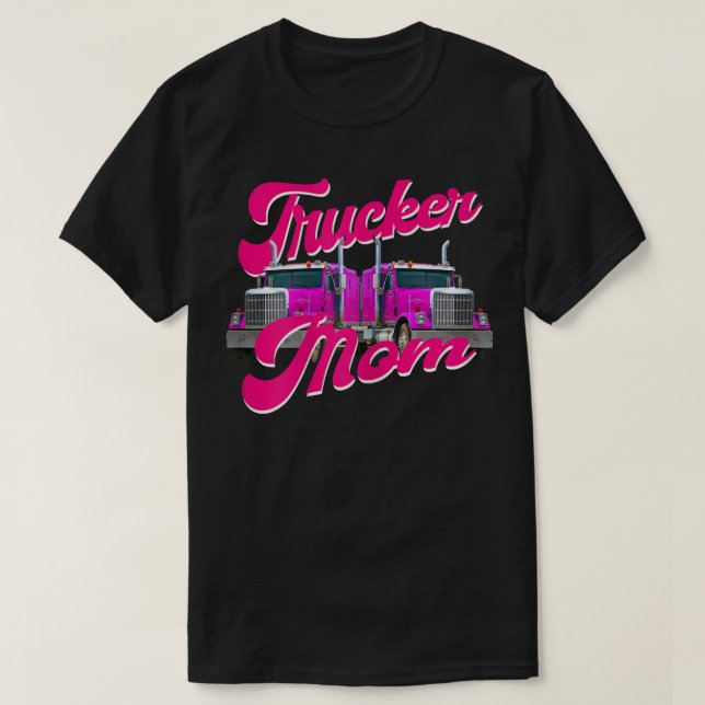 Womens Trucker Mom Truck Driver Roadtrain Highway  T-Shirt (Design Front)