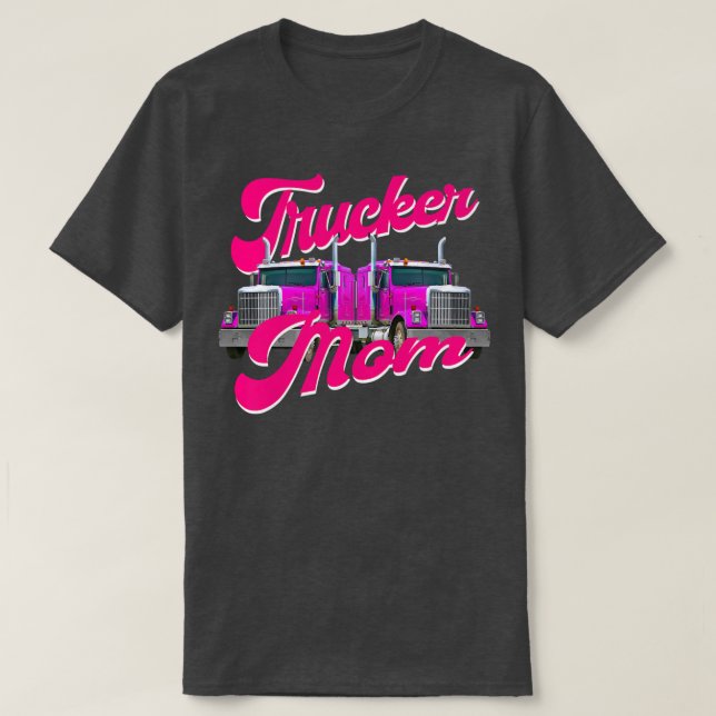 Womens Trucker Mom Truck Driver Roadtrain Highway  T-Shirt (Design Front)