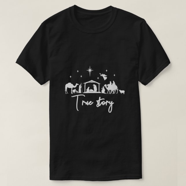 Womens True Story Nativity Christmas Baby Jesus  T-Shirt (Design Front)