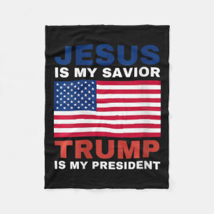 Womens Trump 2020 Gifts Jesus Is My Savior Trump I Fleece Blanket