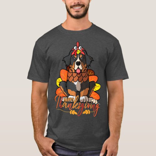Womens Turkey Bernese Mountain Dog Thanksgiving Co T_Shirt